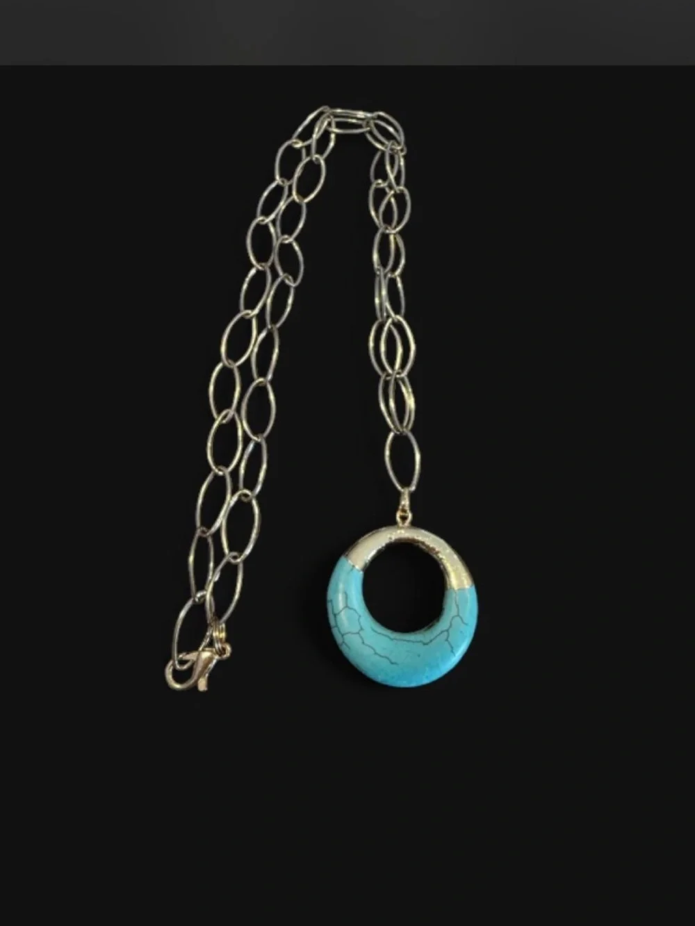 Faux Turquoise Round Pendant Necklace - Women Jewelry